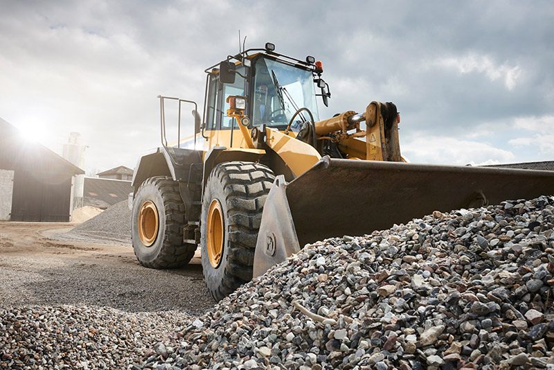 Excavator moving sand รถตักล้อยาง